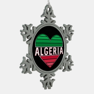 Ornement Flocon De Neige Coeur algérien, J'aime l'Algérie