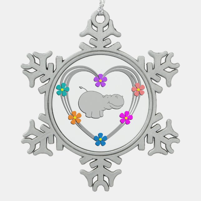 Ornement Flocon De Neige Coeur d'hippopotame (Devant)