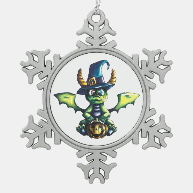Ornement Flocon De Neige Conception magique du dragon d'Halloween (Devant)