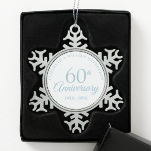 Ornement Flocon De Neige Confetti des Coeurs du 60e anniversaire