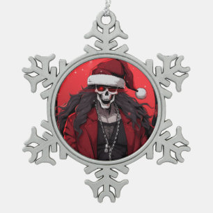 Ornement Flocon De Neige Cool Goth Punk Crâne Anime Père Noël Demon
