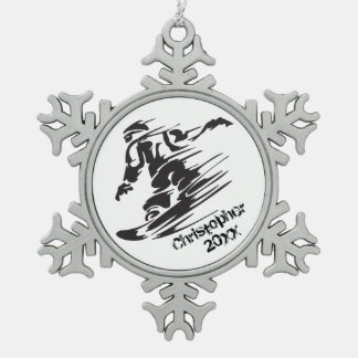Ornement Flocon De Neige Cool personnalisé Snowboard Mountain
