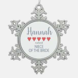 Ornement Flocon De Neige Cortège de mariage 5 cœurs Nièce de la mariée