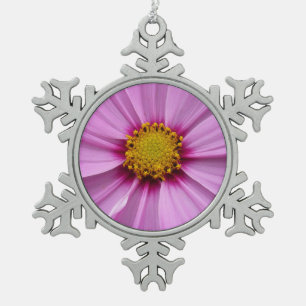 Ornement Flocon De Neige Cosmos rose Fleur sauvage Floral