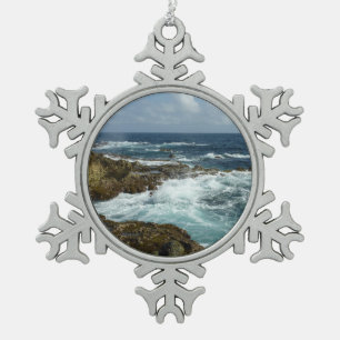 Ornement Flocon De Neige Côte rocheuse d'Aruba et océan bleu