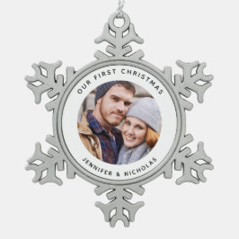 Ornement Flocon De Neige Couple Notre Première Photo De Noël