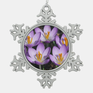 Ornement Flocon De Neige Crocus violets ensoleillés