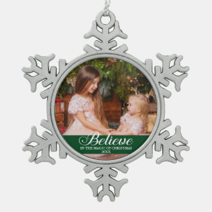 Ornement Flocon De Neige Croyez l'élégante calligraphie verte