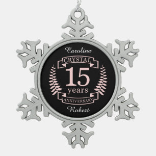 Ornement Flocon De Neige Crystal mariage anniversaire 15 ans