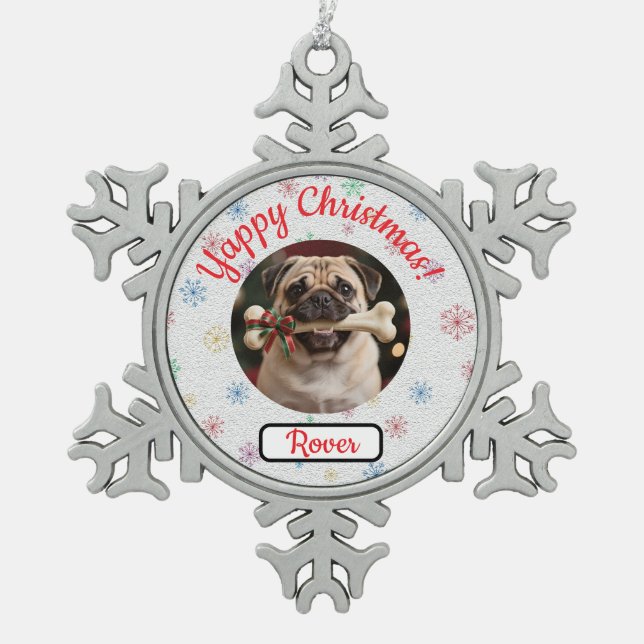 Ornement Flocon De Neige Customisable Dog And Bone Pet Lover's Christmas (Devant)