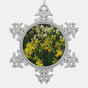 Ornement Flocon De Neige Daffodiles jaunes et blancs Fleurs de printemps