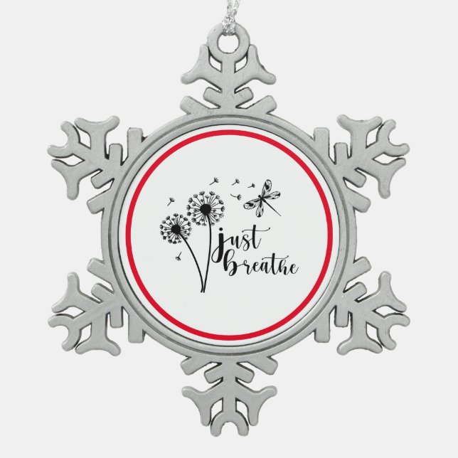 Ornement Flocon De Neige Dandelion Dragonfly Just Breathe (Devant)