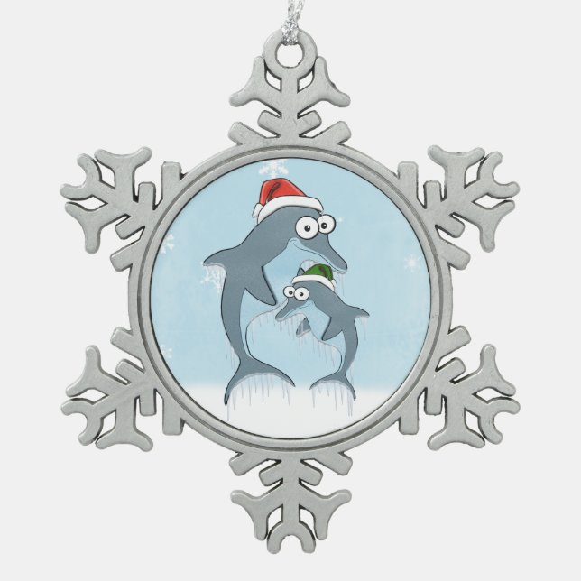 Ornement Flocon De Neige Dauphins de Noël (Devant)