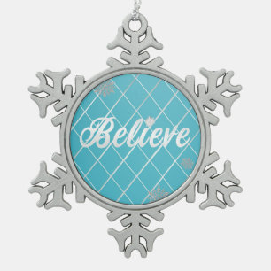 Ornement Flocon De Neige Dazzling Believe Light Blue and Silver À damiers