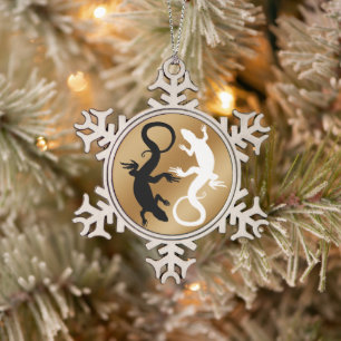 Ornement Flocon De Neige Décor de Noël de l'ornement d'art Lizard