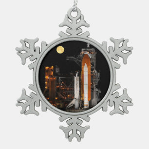 Ornement Flocon De Neige Découverte de navette spatiale et lune