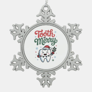 Ornement Flocon De Neige Dent pour être joyeuse Dentiste Noël Xmas
