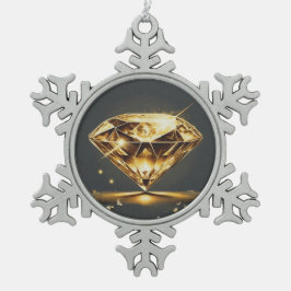 Ornement Flocon De Neige Diamant jaune et Arrière - plan noir