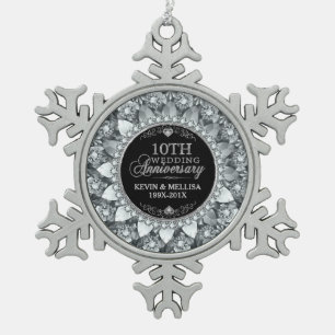 Ornement Flocon De Neige Diamants blancs 25e anniversaire de Mariage