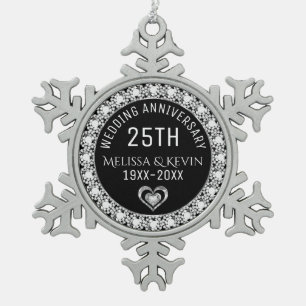 Ornement Flocon De Neige Diamants blancs Modèle du 25e anniversaire du Mari