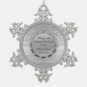 Ornement Flocon De Neige Diamants Chic Argent 10e anniversaire Mariage
