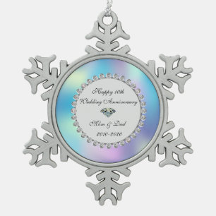 Ornement Flocon De Neige Diamond Holographique 10e Anniversaire de Mariage