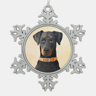 Ornement Flocon De Neige Doberman Pinscher Peinture non découpée Art origin