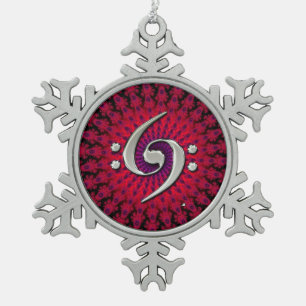Ornement Flocon De Neige Double ornement d'argent de clef basse de musique