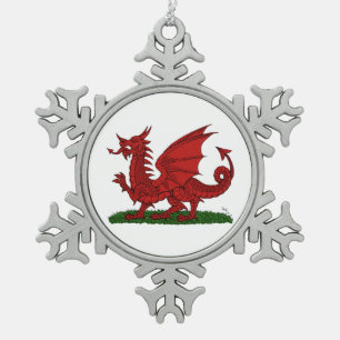 Ornement Flocon De Neige Dragon rouge du Pays de Galles