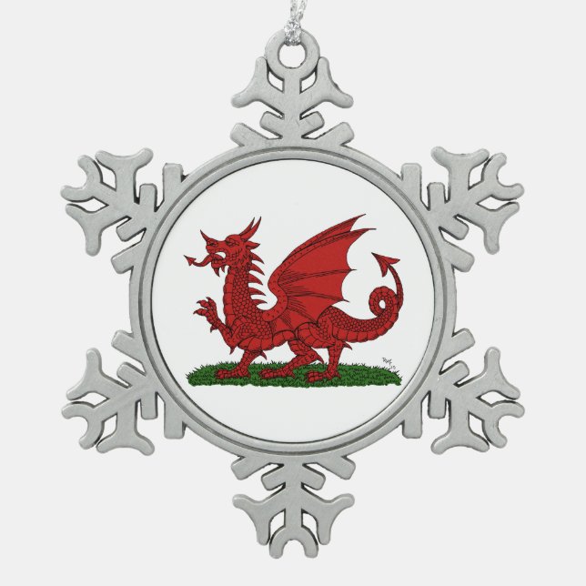 Ornement Flocon De Neige Dragon rouge du Pays de Galles (Devant)