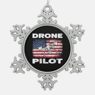 Ornement Flocon De Neige Drapeau américain du pilote de drone multirotor