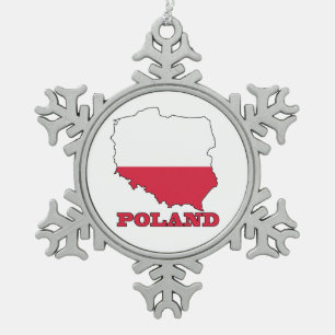 Ornement Flocon De Neige Drapeau dans la carte de la Pologne
