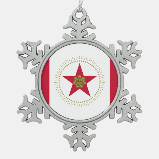 Ornement Flocon De Neige Drapeau de Birmingham, Alabama Snowflake Pewter Ch (Devant)