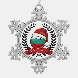 Ornement Flocon De Neige Drapeau de Bulgare de style de vacances