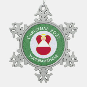 Ornement Flocon De Neige Drapeau de Noël autrichien d'ange personnalisé
