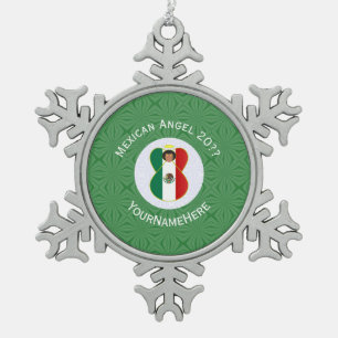 Ornement Flocon De Neige Drapeau de Noël personnalisé Mexican Angel