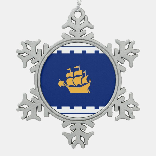 Ornement Flocon De Neige Drapeau de Québec (Devant)