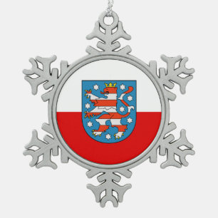 Ornement Flocon De Neige Drapeau de Thuringe Snowflake Pewter Noël Ornam
