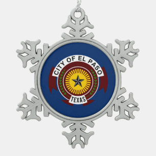 Ornement Flocon De Neige Drapeau de ville d'El Paso, le Texas
