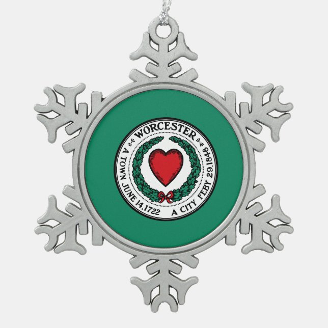 Ornement Flocon De Neige Drapeau de Worcester, le Massachusetts (Devant)