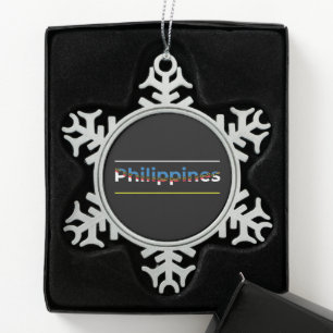 Ornement Flocon De Neige Drapeau des Philippines - Lettres Patriotique Cuto