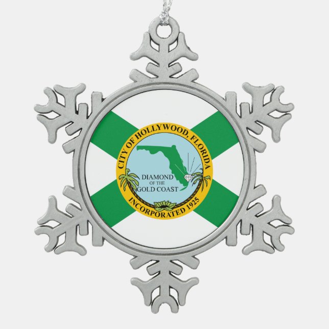 Ornement Flocon De Neige Drapeau d'Hollywood, Floride (Devant)
