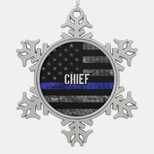 Ornement Flocon De Neige Drapeau du chef de la police en détresse
