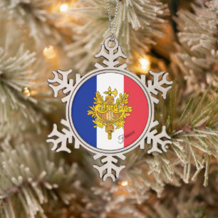 Ornement Flocon De Neige Drapeau, emblème, France patriotique