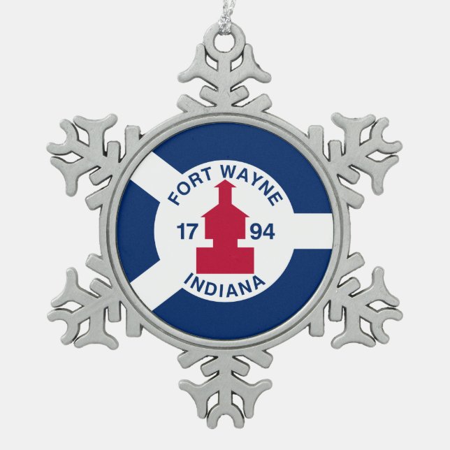 Ornement Flocon De Neige Drapeau Fort Wayne, Indiana (Devant)