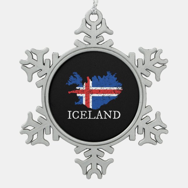 Ornement Flocon De Neige Drapeau Islande (Devant)