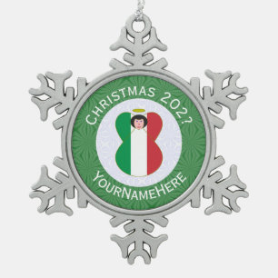 Ornement Flocon De Neige Drapeau italien d'ange pour Noël