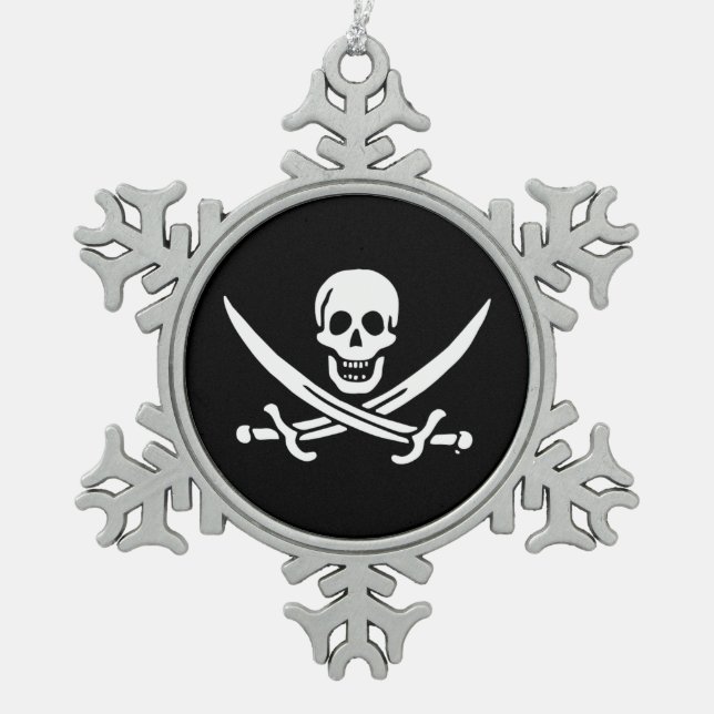 Ornement Flocon De Neige Drapeau Jolly roger de pirate (Devant)