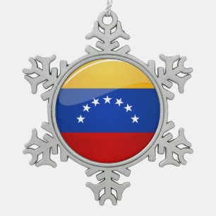 Ornement Flocon De Neige Drapeau rond brillant du Venezuela