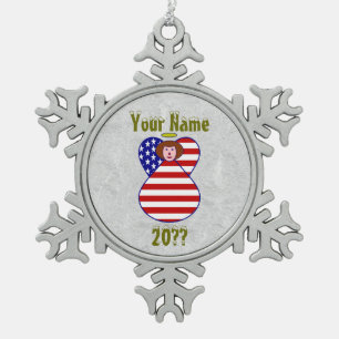 Ornement Flocon De Neige Drapeau USA ange personnalisé